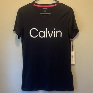 Women's Calvin Klein Performance Cotton Silver Logo T-Shirt - Black